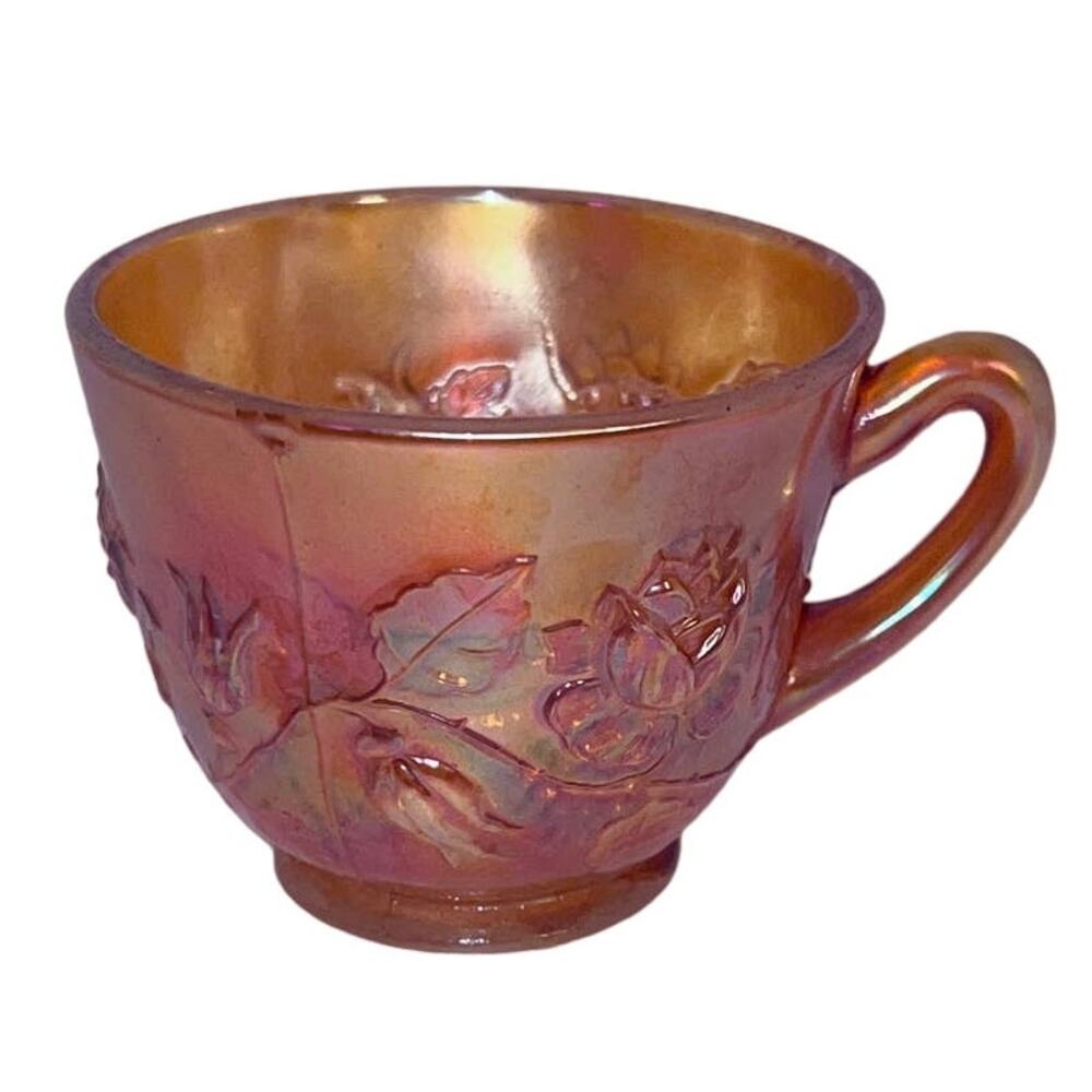 Fenton Wreath Of Roses Marigold Carnival Glass Punch Cup Antique 1910s–1920s - Picture 1 of 7